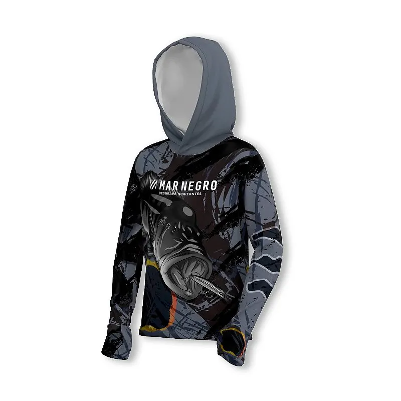 Camiseta Infantil X Protection Manga Longa Tucunare Ocelo - Mar Negro