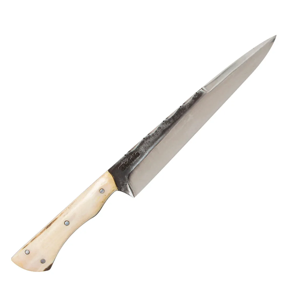 Faca Gaúcha Laminada 8" Aço Carbono 5160 Cabo Branco Lâmina Dois Tons - D'Ávila