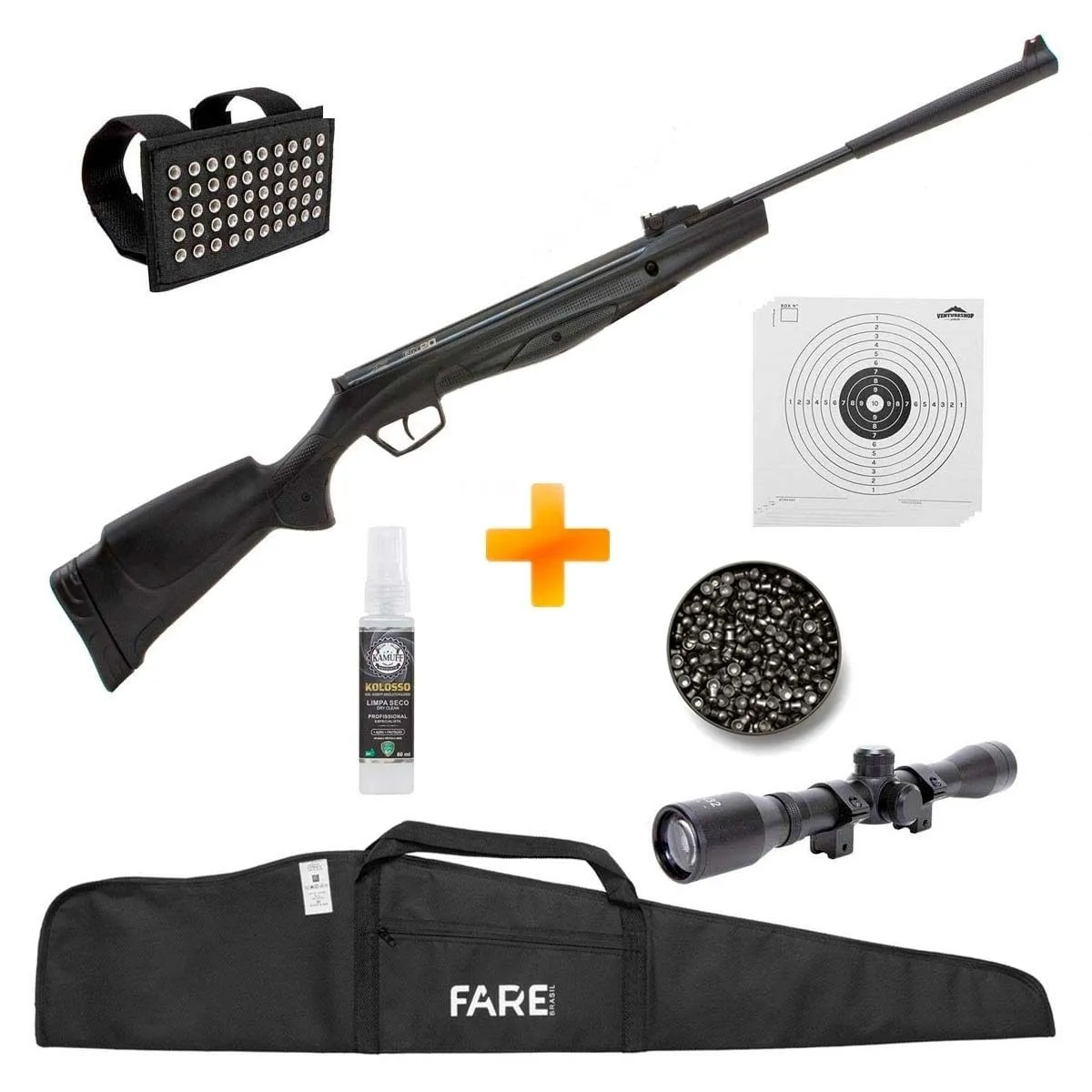 Carabina de Pressão Beretta RX20 Dynamic 5.5mm Nitro - Stoeger Airguns + Luneta Custom + Porta Chumbinho + Capa + Chumbinho + Alvos