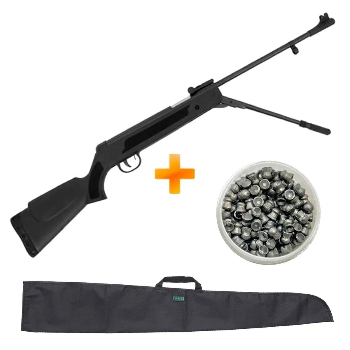 Carabina de Pressão Spring Black 5.5mm Fixxar + Capa + Chumbinho