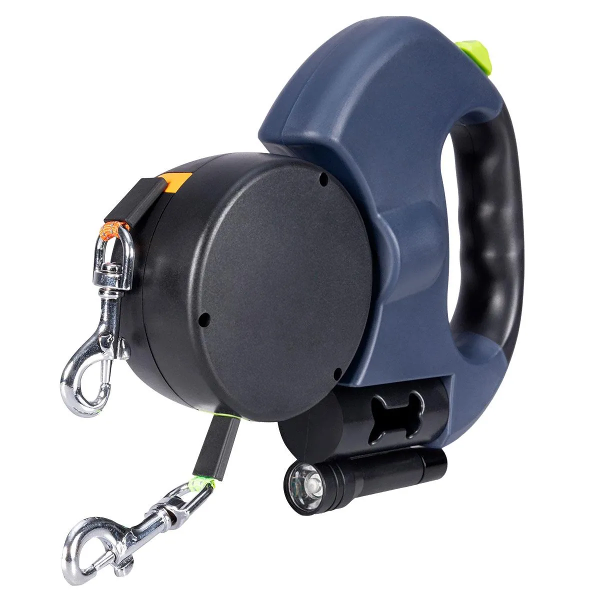 Guia Dupla Retrátil com Lanterna e Porta Saco - PAWS