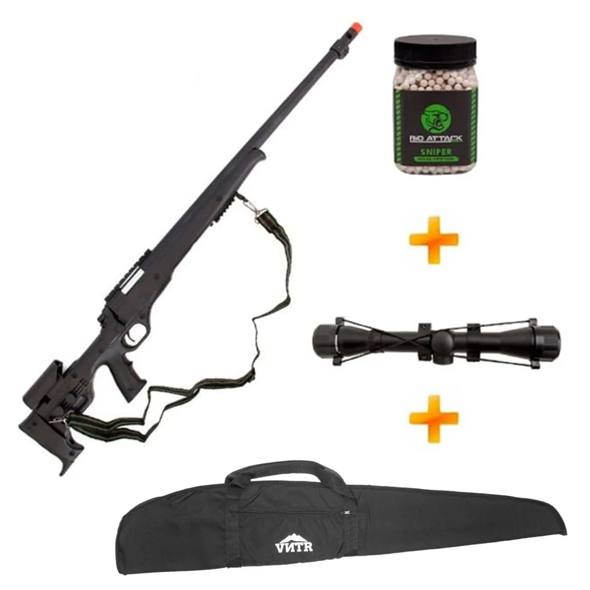 Sniper de Airsoft MB-11A Spring + Capa + Luneta + BB's