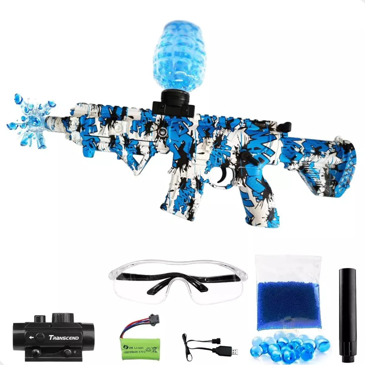Arminha Gel Bolinha Orbeez Azul E Branco Rifle M416 Eletrica