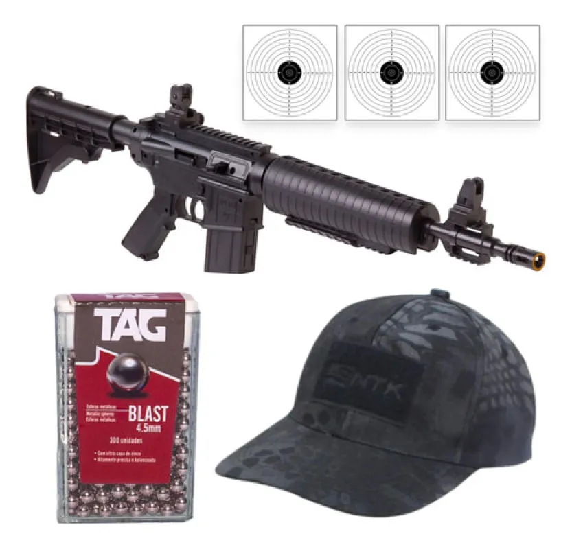Combo Rifle Multipump M4-177 Dual Ammo 4,5mm Crosman + Boné