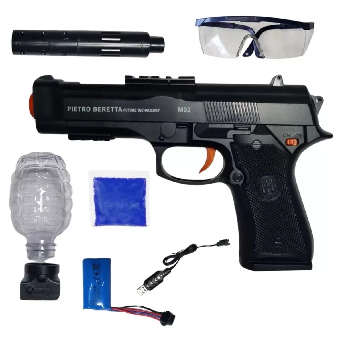 Lançador De Bolinha De Gel Orbeez Pistola C/ Recuo Preto