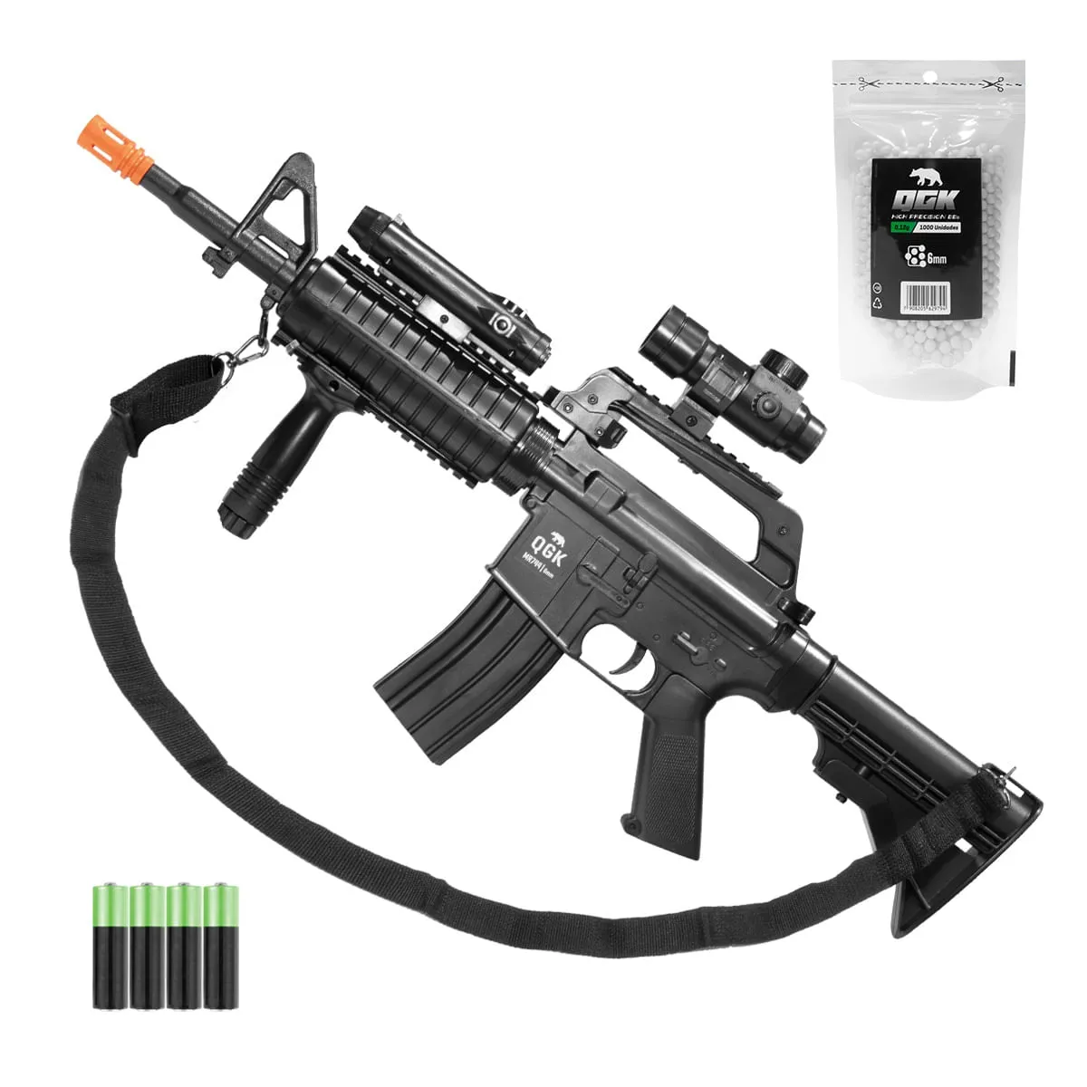 RIFLE AIRSOFT AIRGUN M4 SPRING MR744 QGK 6MM+PACK+1000BBs
