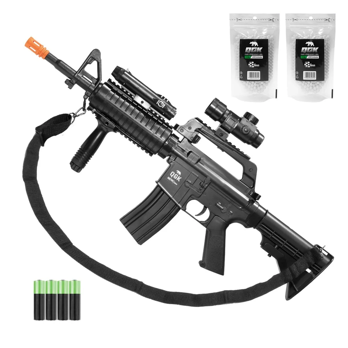 RIFLE AIRSOFT AIRGUN M4 SPRING MR744 QGK 6MM+PACK+2000BBs