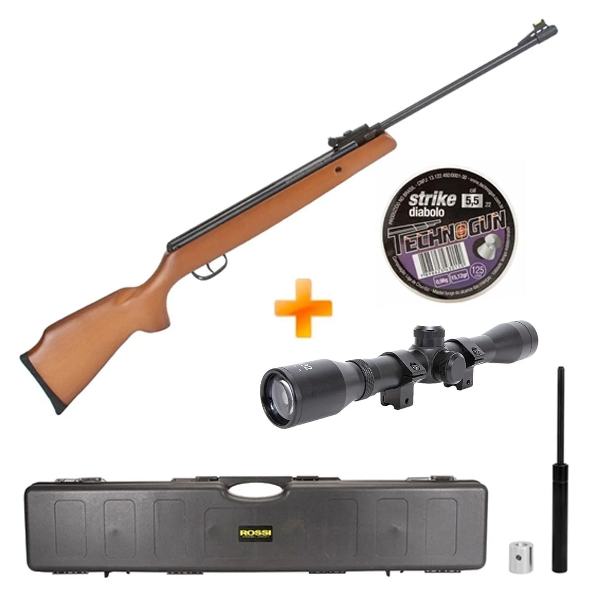 Super COMBO Carabina de Pressão Crosman Optimus 5.5mm com Gás Ram + Luneta + Case + Chumbinho
