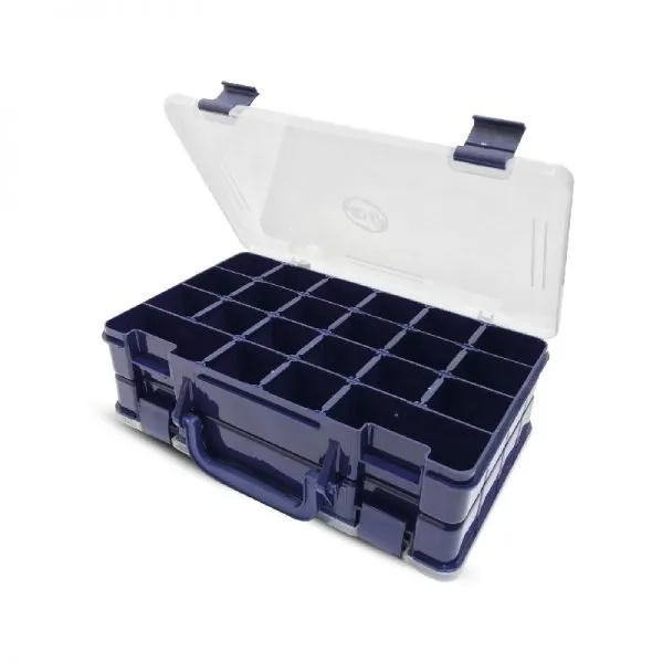 Estojo de Pesca Duplo com 44 divisões | HI - ED-44-A