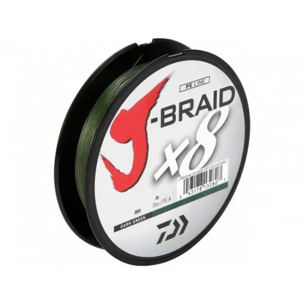 Linha Multifilamento Daiwa J-Braid X8 300m - 65lbs - 0,41mm Dark Green (verde escuro)