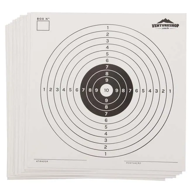 20 Alvos para tiro com arma, pistola, espingarda e carabina de pressão 14x14 cm