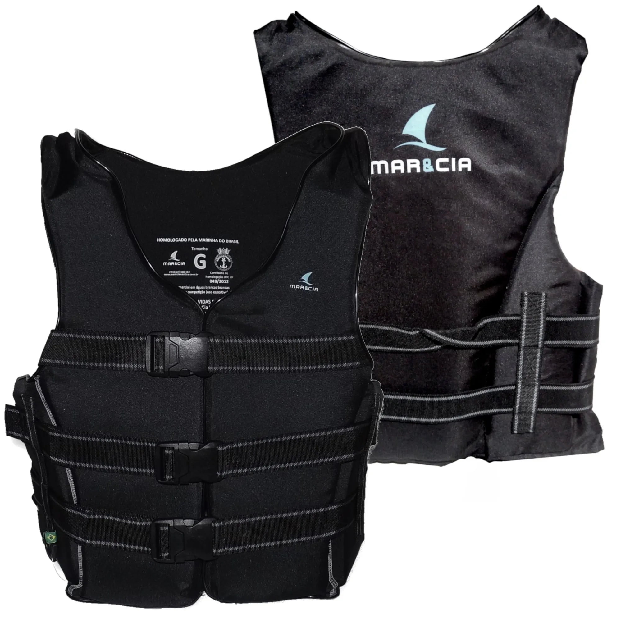 Colete Salva Vidas Classe V Homologado Mar&Cia - 110kg+ Preto
