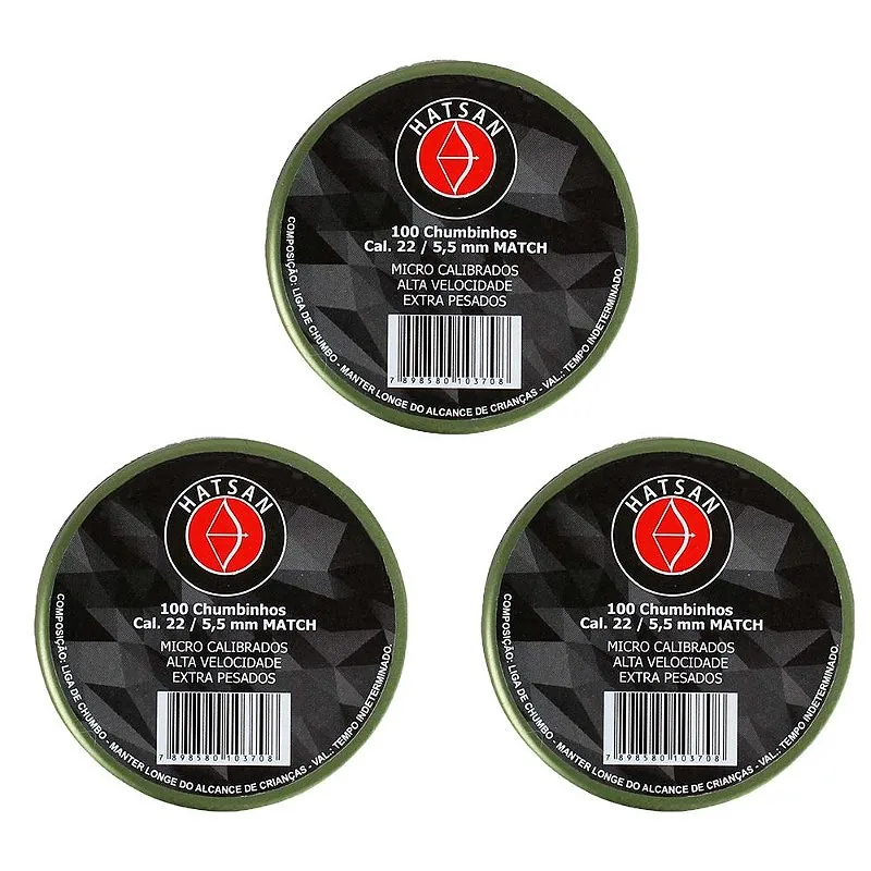 3x Chumbinhos Match 5.5mm 100un. - Hatsan