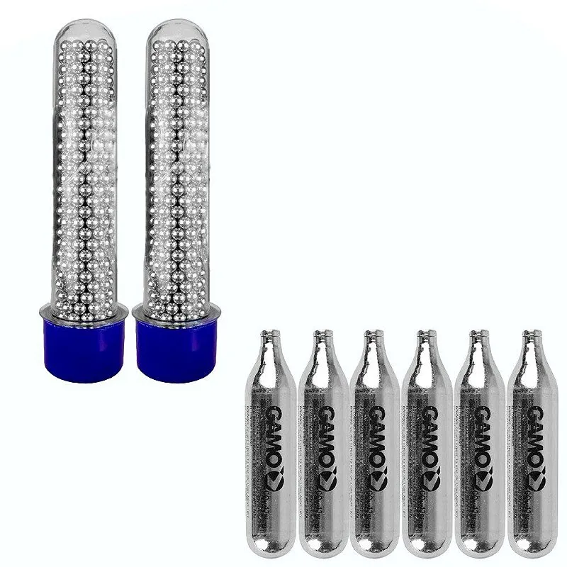 6x Cápsula de CO2 Gamo Descartável + 2x Esferas de Aço 6mm Dispropil 200un
