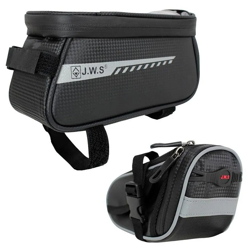 Kit Bolsa De Selim Para Bicicleta + Bolsa De Quadro Celular WS-8232 - Jws