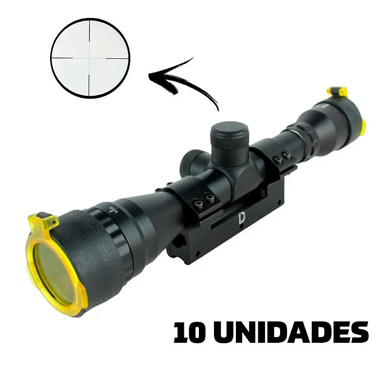 10x Luneta Para Carabina De Pressão Gold Cronw 4x32 AO Mil Dot Mount Único 11mm - Dispropil