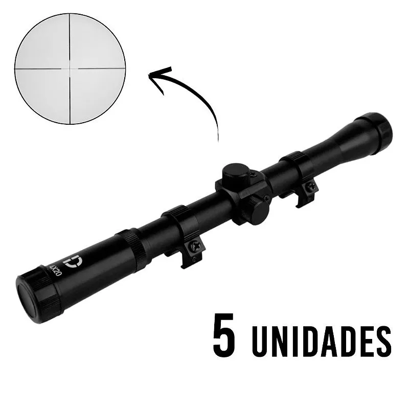 5x Luneta Para Carabina De Pressão 4x20 Trilho 11mm - Dispropil