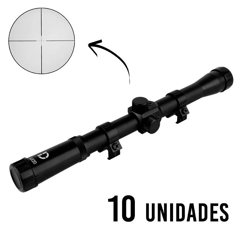 10x Luneta Para Carabina De Pressão 4x20 Trilho 11mm - Dispropil