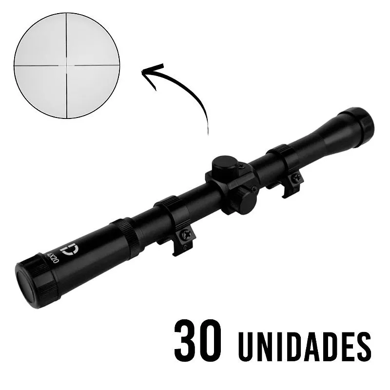 30x Luneta Para Carabina De Pressão 4x20 Trilho 11mm - Dispropil