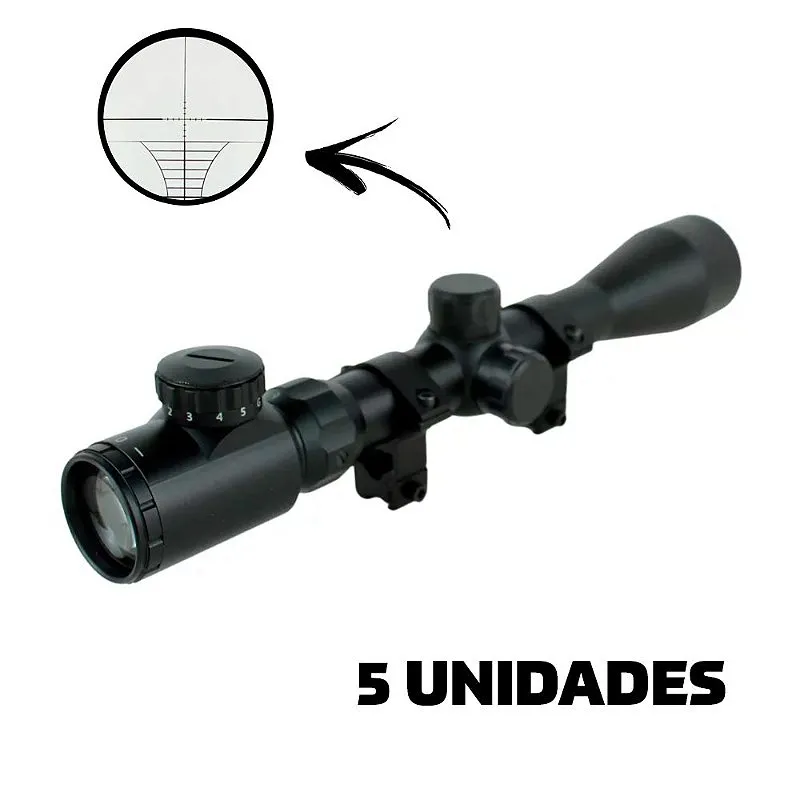5x Lunetas Para Carabina De Pressão 3-9X40 EG Retículo Iluminado Trilho 11mm - Dispropil