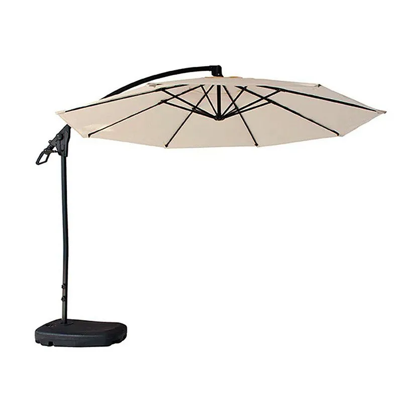 Ombrelone Alumínio Dubai Manivela Ø2.90m Com Base Bege - Mor