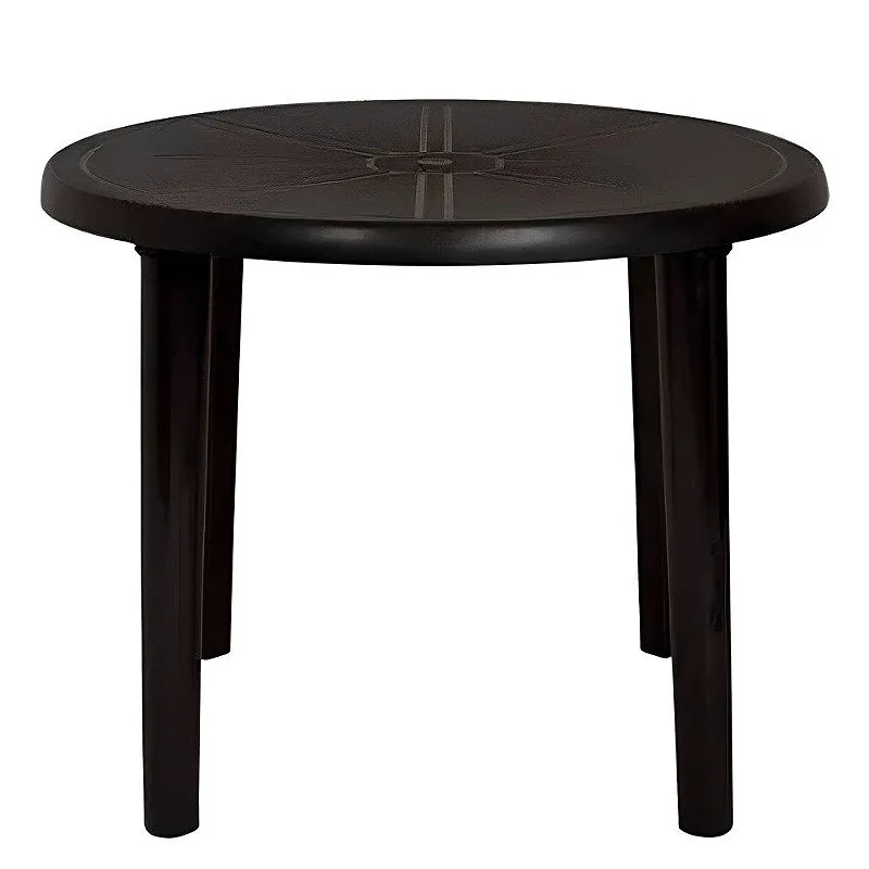 Mesa Plástica Redonda Demontável Preta - Mor