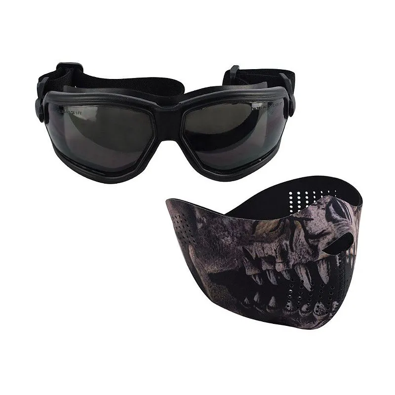 Kit Airsoft Óculos e Máscara Meia Face Predator