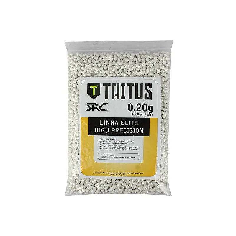 BBs Airsoft Munição Plástica High Precision 0.20g 4000un. - Taitus