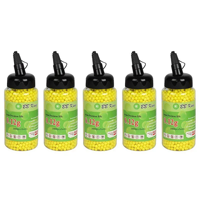 Kit 05 BBs Airsoft Munição Plástica BB King 0.12g 2000un.