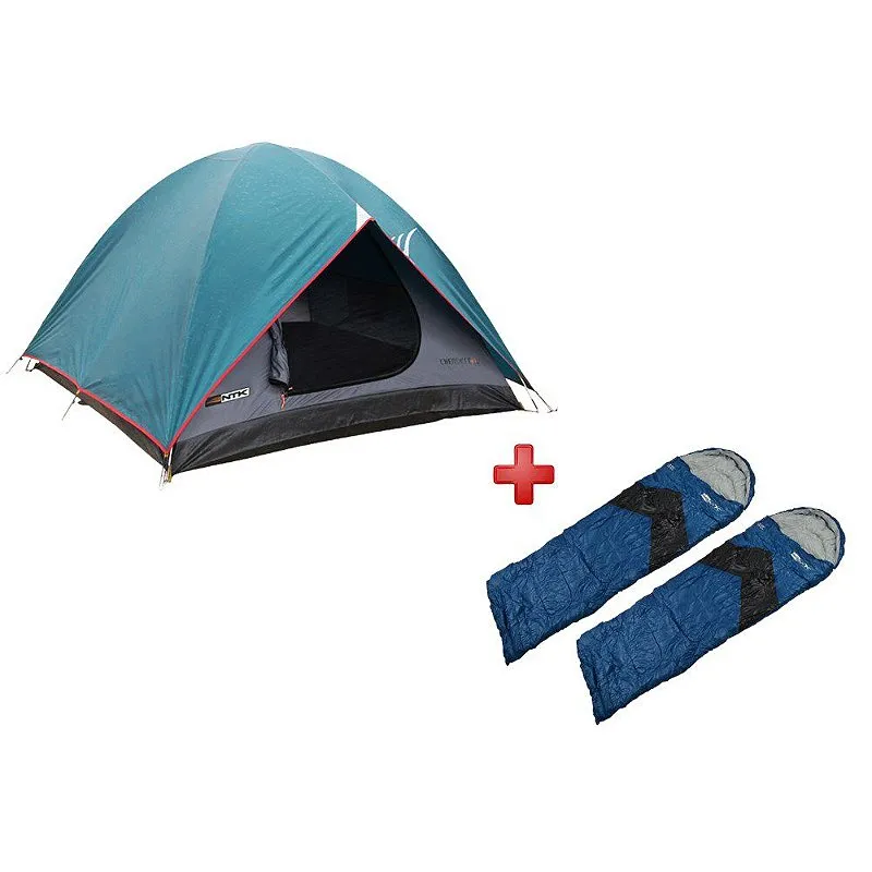 Barraca Nautika Cherokee GT 2/3 Pessoas + 2 Sacos de Dormir Viper Preto e Azul