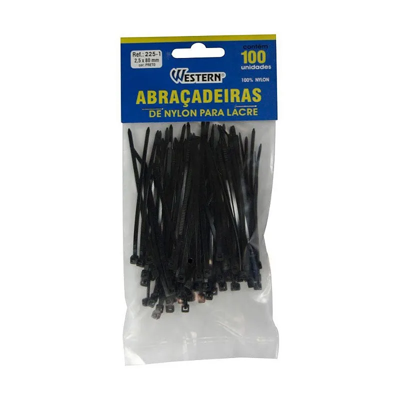 Abraçadeiras De Nylon PA66 2.5mm Preto - Western