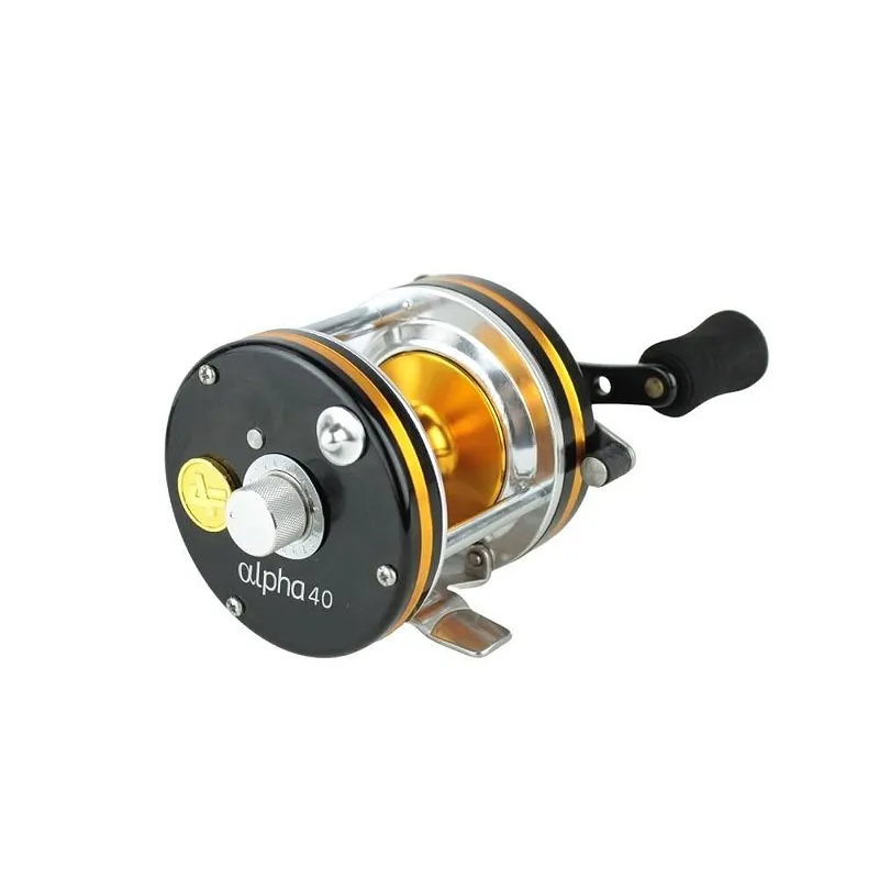 Carretilha Alpha 40 Alumínio 6 + 1BB Rolamentos Preto / Dourado - Albatroz