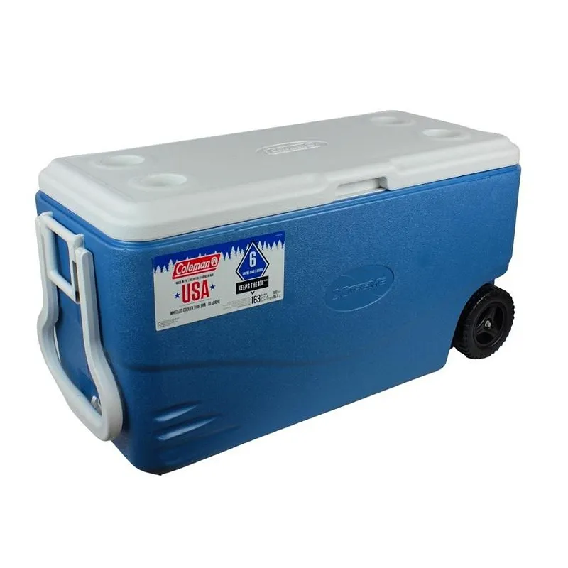 Caixa Térmica 100QT 95.6 Litros Com Rodas Azul - Coleman