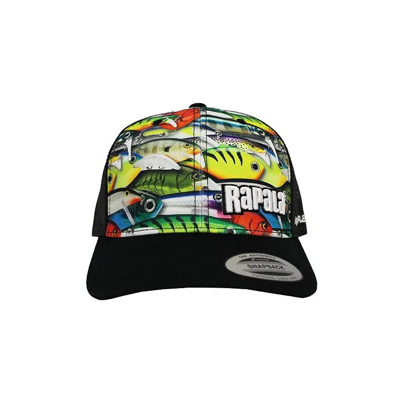Boné Telado Preto Desenho De Iscas - Rapala