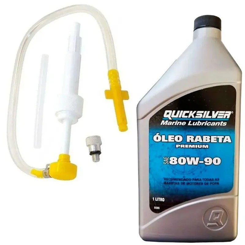 Kit óleo de rabeta Quicksilver 80w90 + Bomba para troca de óleo