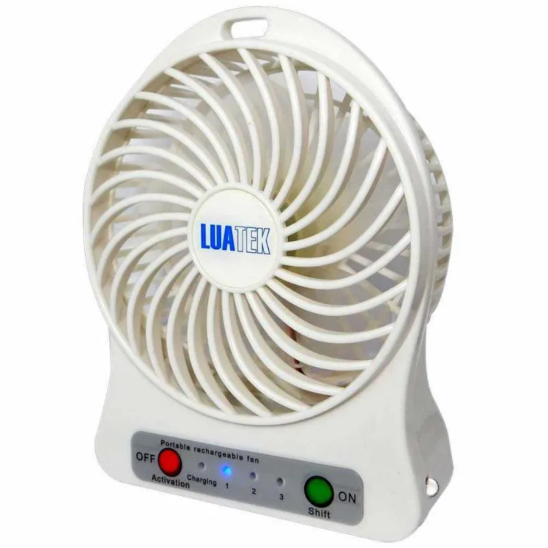Ventilador Portátil Recarregável 3 Velocidades c/ luz LS-902