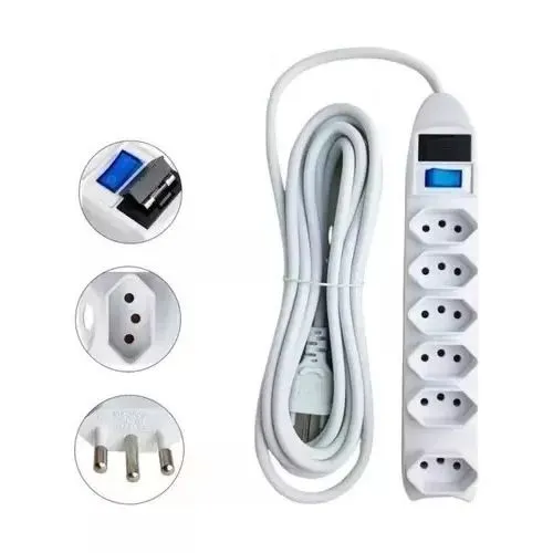 Extensão elétrica 6 tomadas SL7606 5,0M Filtro de linha Bivolt Luatek