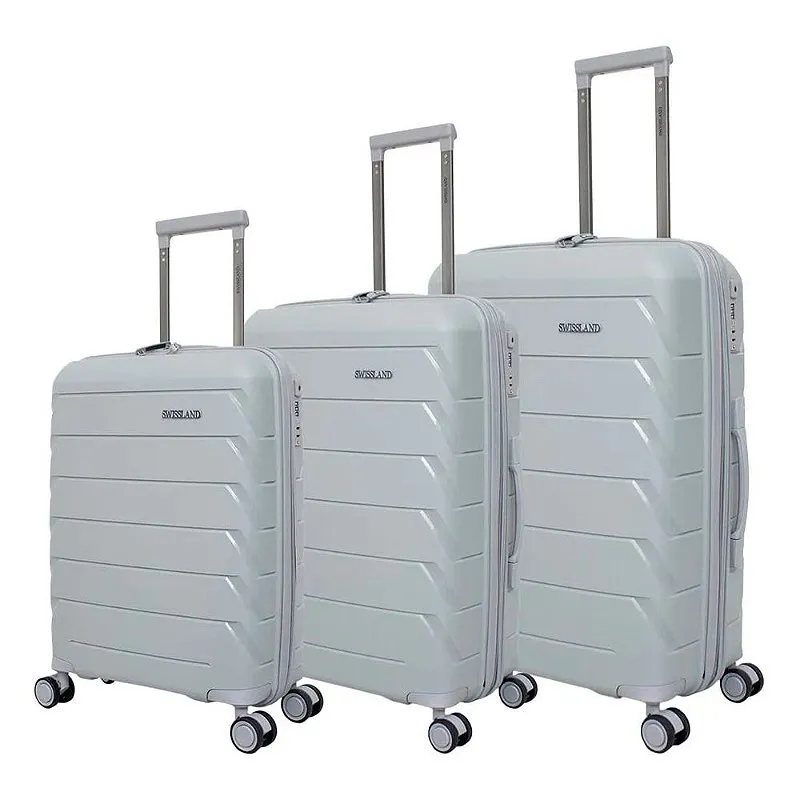 Kit 3 Malas Shark Rodas 360° Cadeado TSA Cinza - Swissland