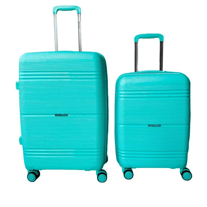 Kit 2 Malas Agua Marinha Azul Claro Roda 360° Cadeado TSA - Swissland