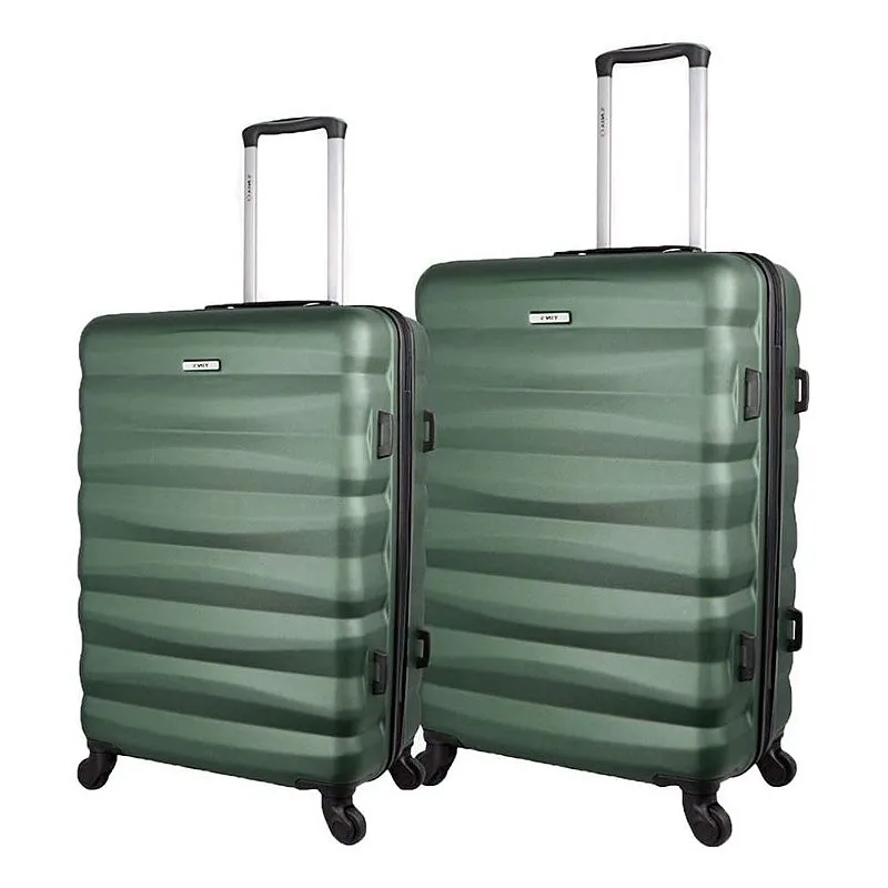 Kit Com 2 Malas Em ABS Verde Rodas 360° Cadeado Embutido - Yins