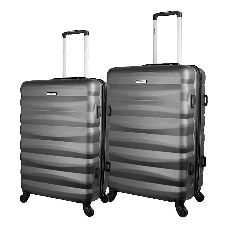 Kit Com 2 Malas Em ABS Cinza Rodas 360° Cadeado Embutido - Yins