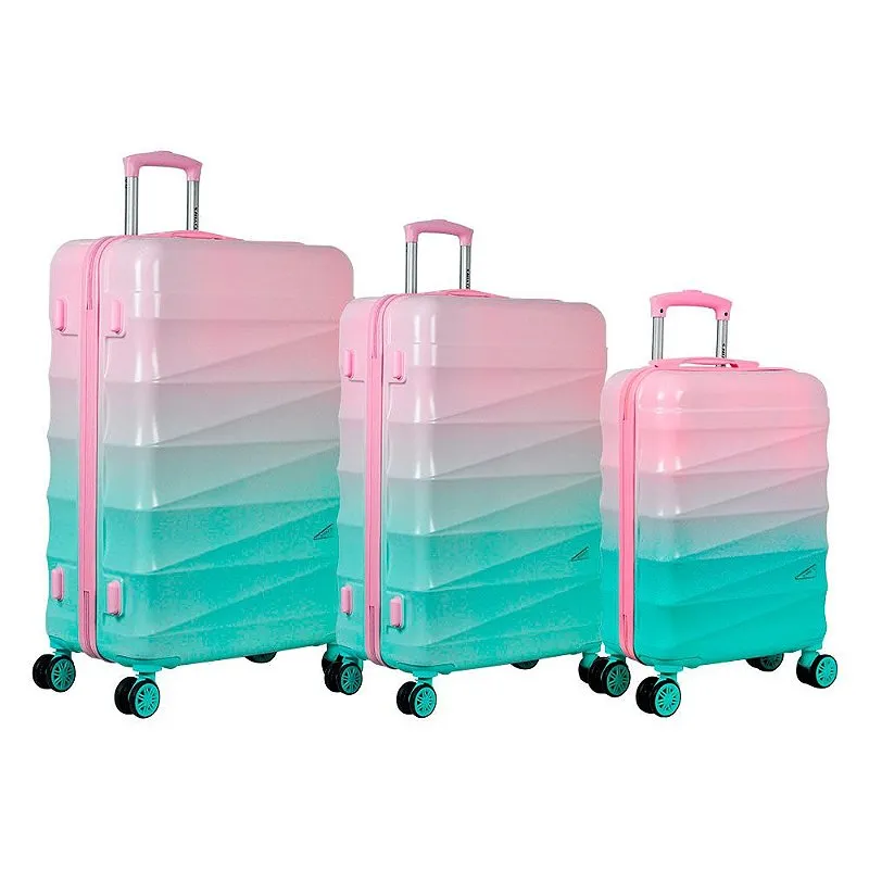 Kit Com 3 Malas Em ABS Gradiente Rodas 360° Cadeado Embutido - Yins