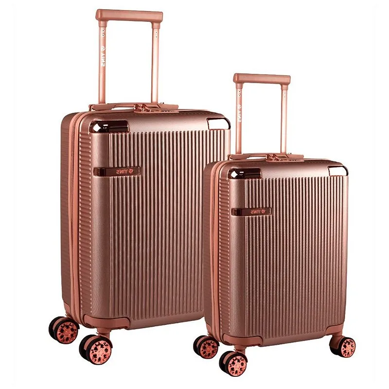 Kit Com 2 Malas ABS Cosmopolita Rosê Rodas 360° Dupla Cadeado Embutido - Yins