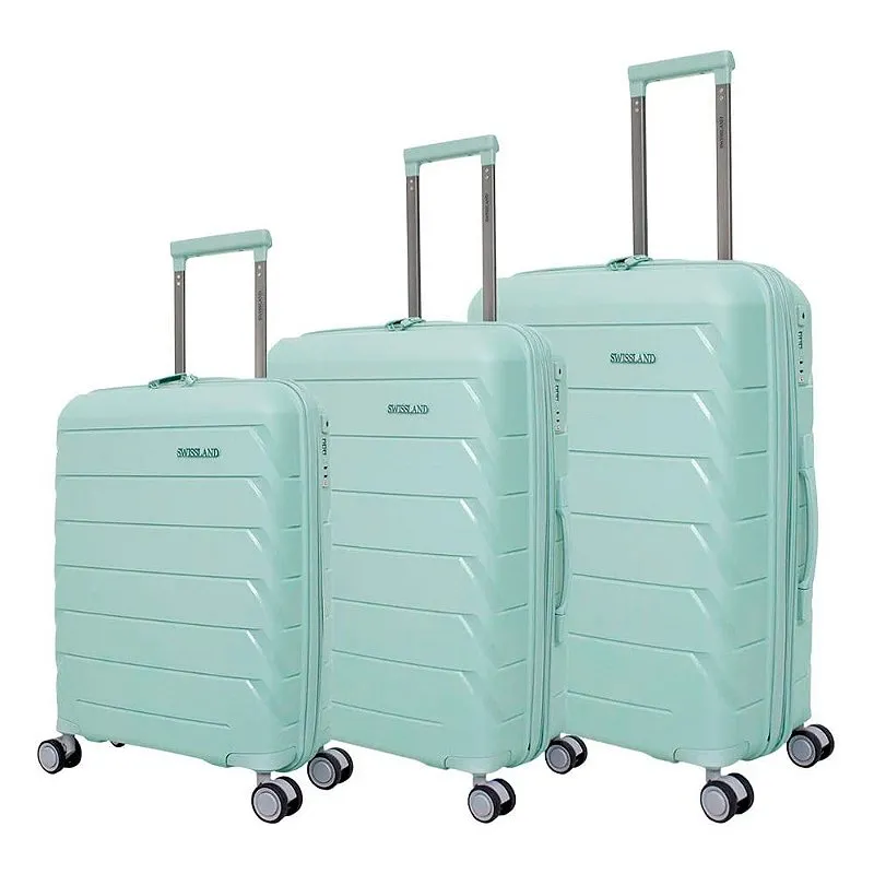 Kit 3 Malas Shark Rodas 360° Cadeado TSA Verde Claro - Swissland