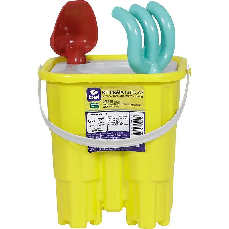 Kit Baldinho Praia Castelinho 10 Peças Cores Sortidas Grande -  Bel