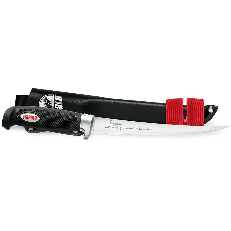 Combo Faca Lamina 15cm E Afiador 6" Soft Grip - Rapala