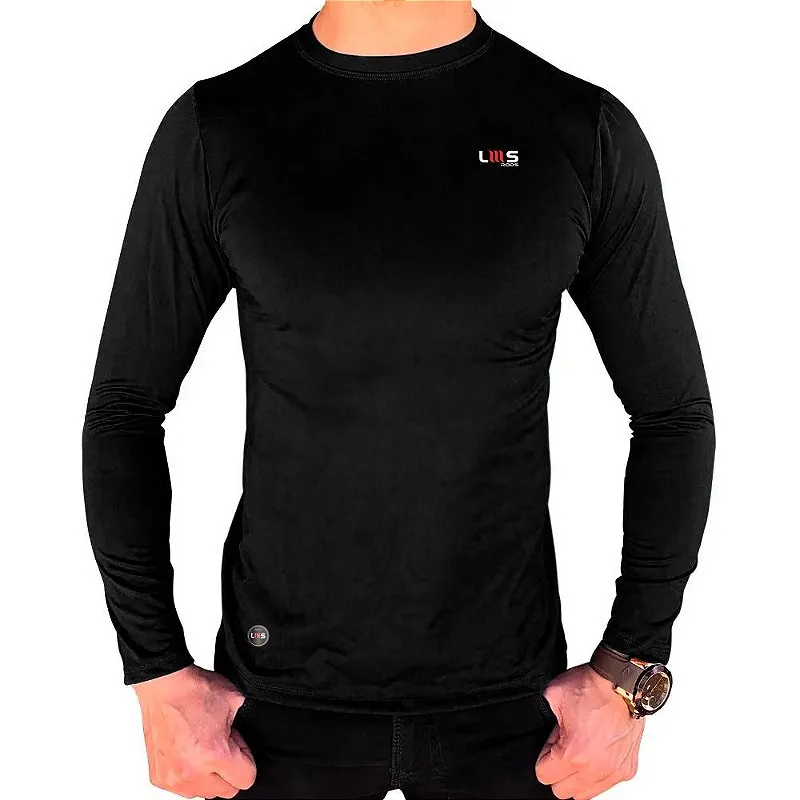 Camiseta De Pesca UPF50 Manga Longa Preta - Lms Rods