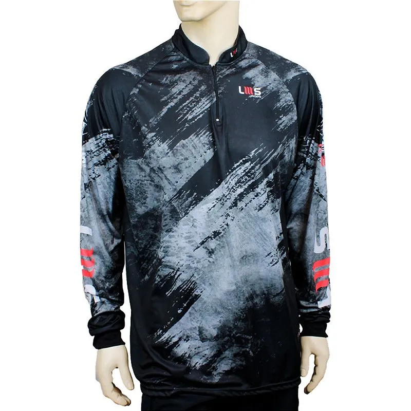 Camiseta De Pesca UPF50 Manga Longa Preta/Cinza - Lms Rods