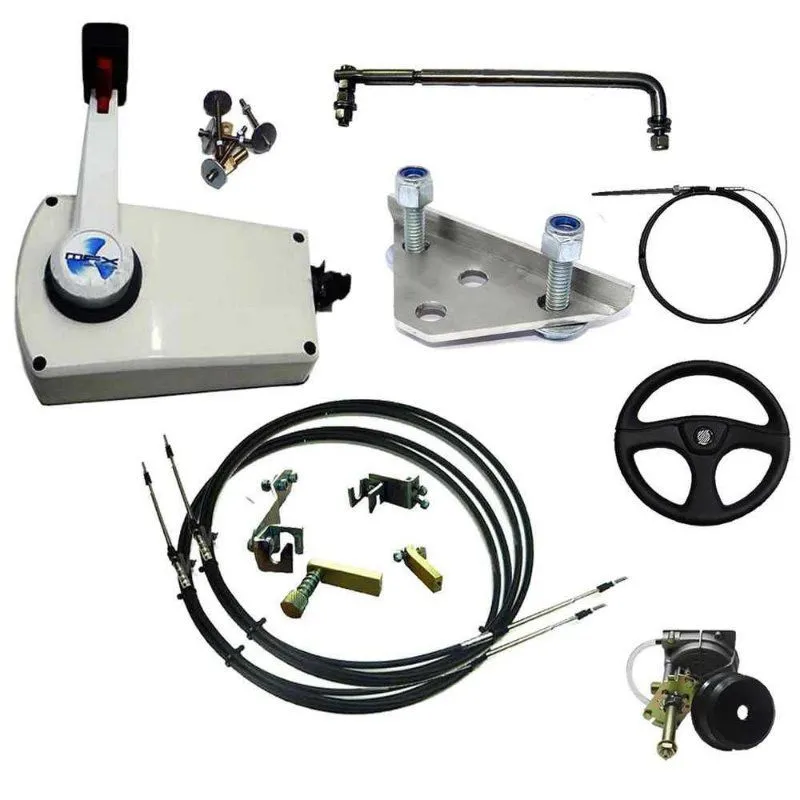 Kit de adaptação motor Yamaha 25/30 HP manual para comando a distancia + Kit direção 14