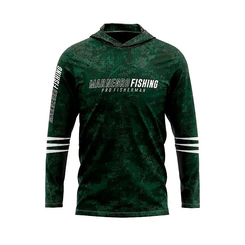 Camiseta De Pesca Sublimada Com Capuz FPS 50+ Estonada Verde - Mar Negro